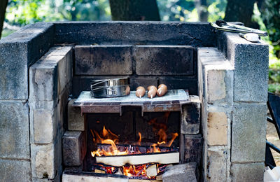 Fire hydrant on wooden structure