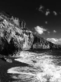 View of sea against mountain