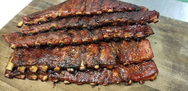 High angle view of bread on table