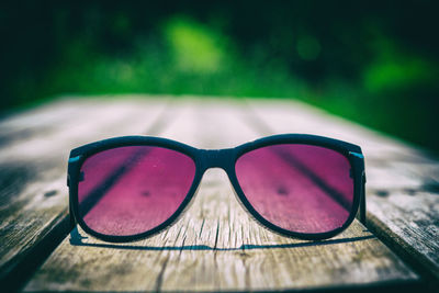 Close-up of sunglasses on table