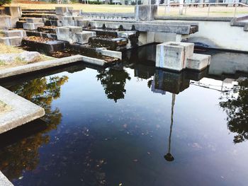 Reflection of built structure in water