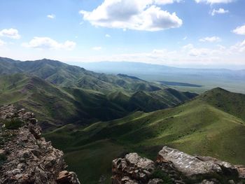 Scenic view of rocky mountains against sky