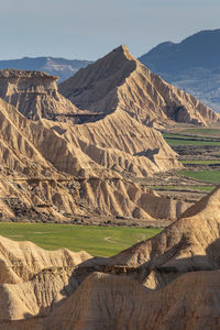 Scenic view of landscape against sky. bardenas reales. spain