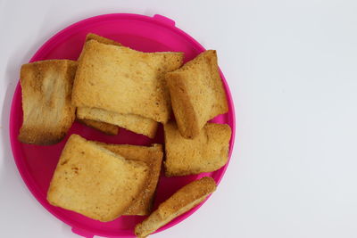 High angle view of breakfast in plate