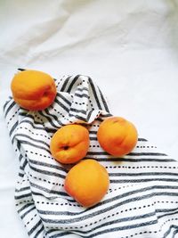 High angle view of apricot fruits