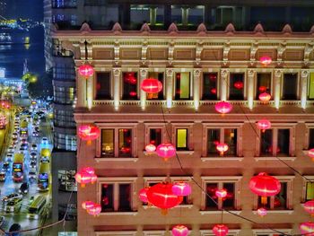 Illuminated building at night