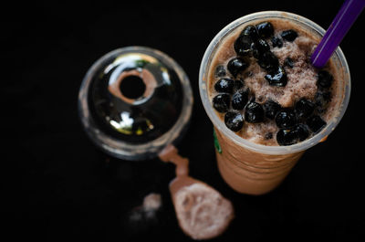 High angle view of coffee on table