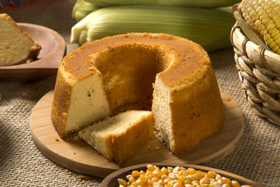 Close-up of cake on table