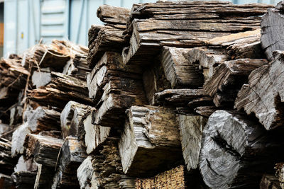 Full frame shot of logs in forest