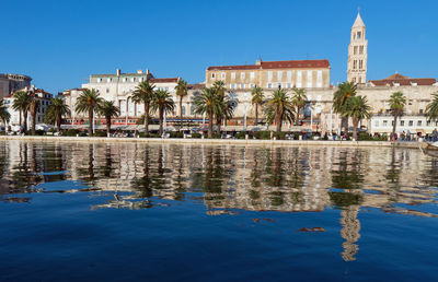 Reflection of buildings in water