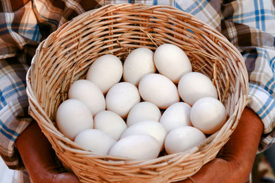 High angle view of person in basket