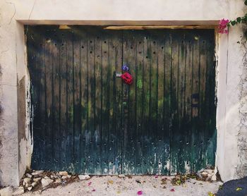 Closed door of old building