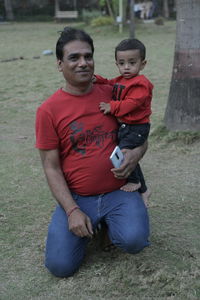 Portrait of father and son