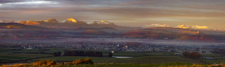 View of village during sunset