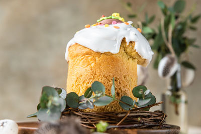 Close-up of cake on table