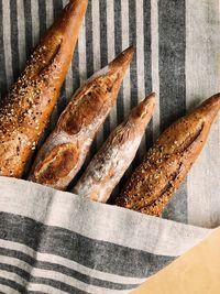 High angle view of bread on table