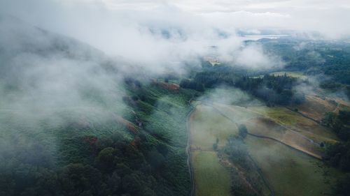 High angle view of sunlight falling on land