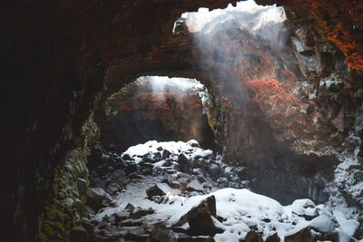 View of rock formations in forest