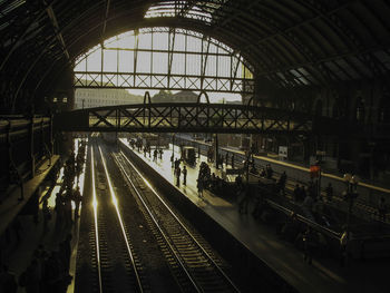 People at railroad station