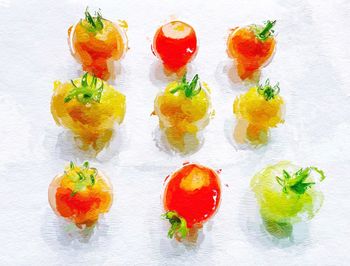 Close-up of red object over white background