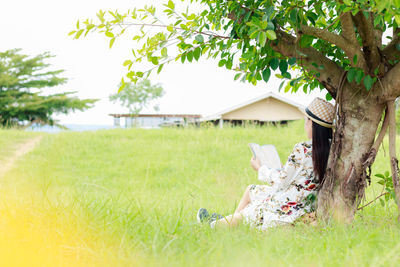 Man relaxing on field