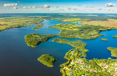 High angle view of sea against sky