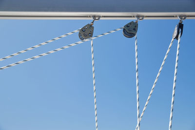 Low angle view of pole against clear sky