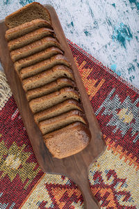 High angle view of bread on table