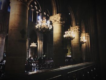 Illuminated building at night