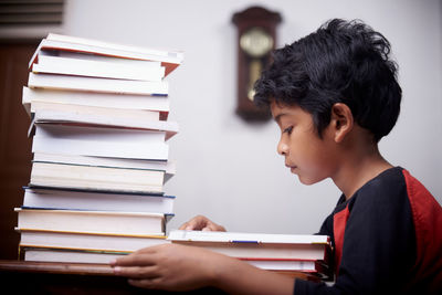 Portrait of boy looking at camera