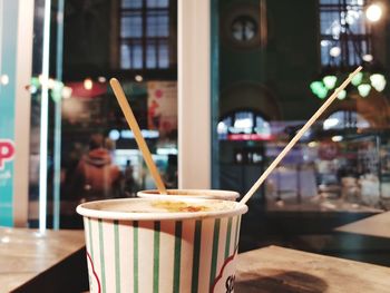 Close-up of drink on table at restaurant