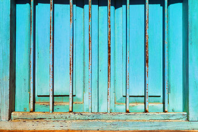 Close-up of blue wooden door