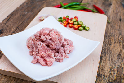 Close-up of ingredients on chopping board