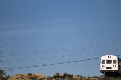 Low angle view of power lines against clear sky