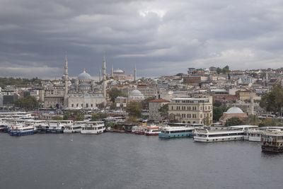 Golden horn,istanbul,turkey.september 22,2022.istanbul view from golden horn metro bridge in autumn 