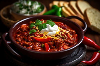 Close-up of food in bowl on table