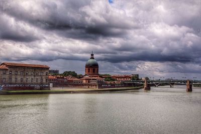 City against cloudy sky