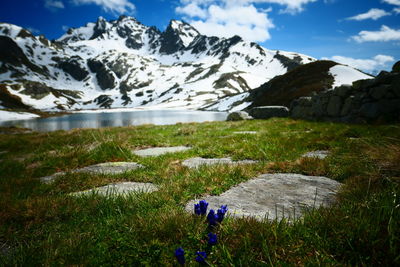 Scenic view of mountains against sky