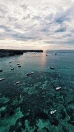 High angle view of sea against sky