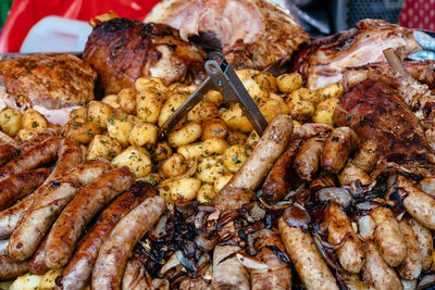 Meat in street food market