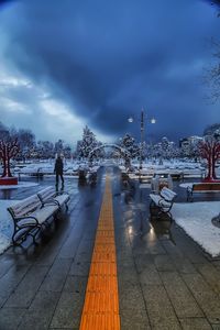 View of road against cloudy sky