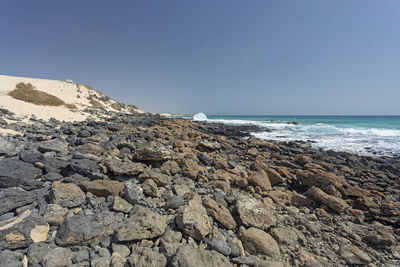 Scenic view of sea against clear sky