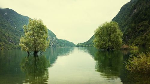 Scenic view of lake against sky