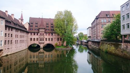 Reflection of buildings in river