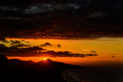 Scenic view of dramatic sky during sunset at fuerteventura 