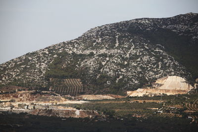Scenic view of mountains against clear sky