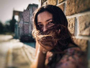 Portrait of teenage girl with long hair