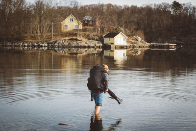 Woman looking at lake