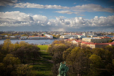 Cityscape against clear sky