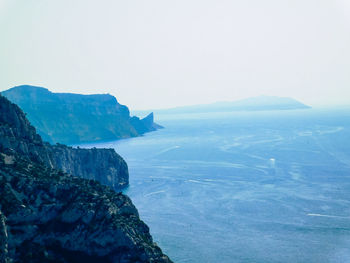 Scenic view of sea against clear sky